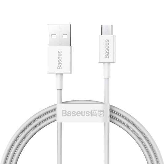 Kabel do ładowania i transmisji danych USB-A - microUSB Baseus Superior Series, 18 W, 1 m, biały CAMYS-02