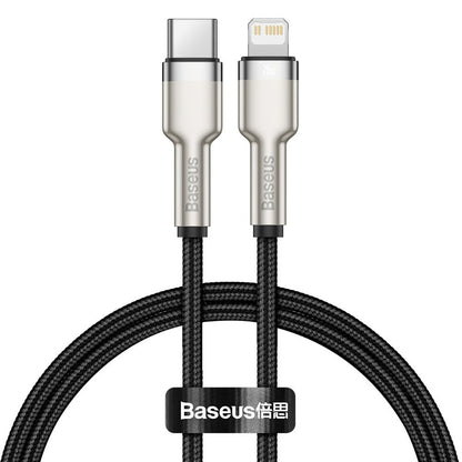 Kabel USB-C - Lightning do ładowania i transmisji danych Baseus Cafule Metal Series, 20 W, 0,25 m, czarny CATLJK-01 