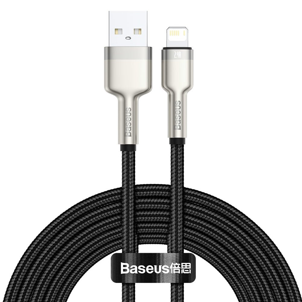 Kabel do danych i ładowania USB-A - Lightning Baseus Cafule Metal Series, 18W, 2m, Czarny CALJK-B01