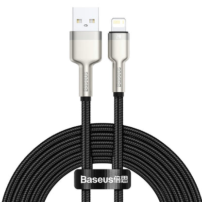 Kabel do danych i ładowania USB-A - Lightning Baseus Cafule Metal Series, 18W, 2m, Czarny CALJK-B01