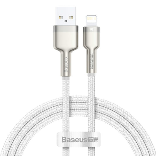 Kabel do ładowania i transmisji danych USB-A - Lightning Baseus Cafule Metal Series, 18W, 1m, biały CALJK-A02