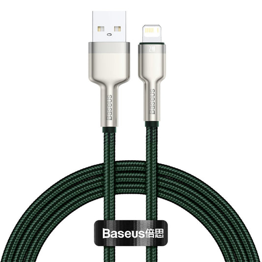 Kabel do danych i ładowania USB-A - Lightning Baseus Cafule Metal Series, 18W, 1m, Zielony CALJK-A06