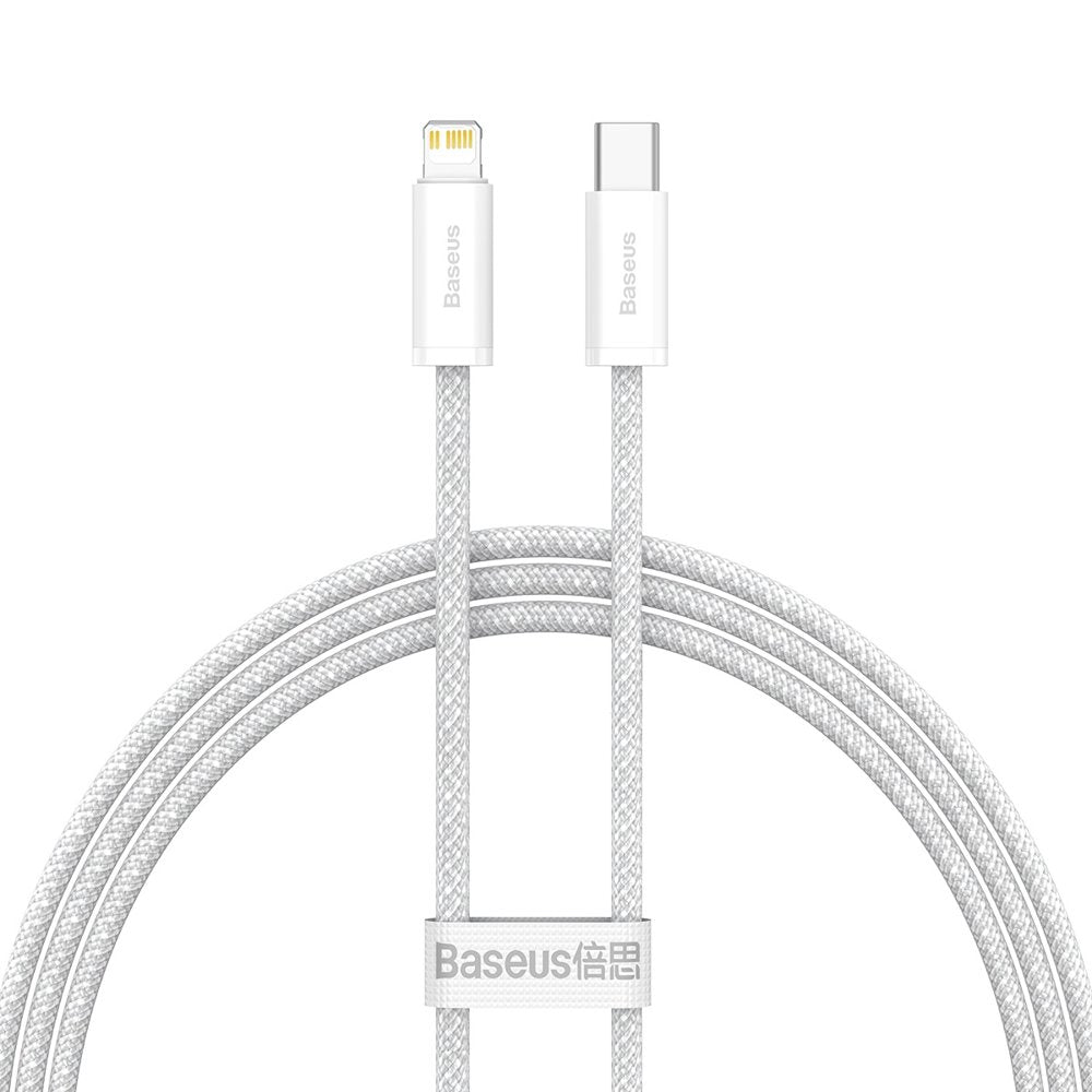 Kabel USB-C - Lightning Baseus Dynamic Fast Charging do szybkiego ładowania i transmisji danych, 20 W, 1 m, biały CALD000002