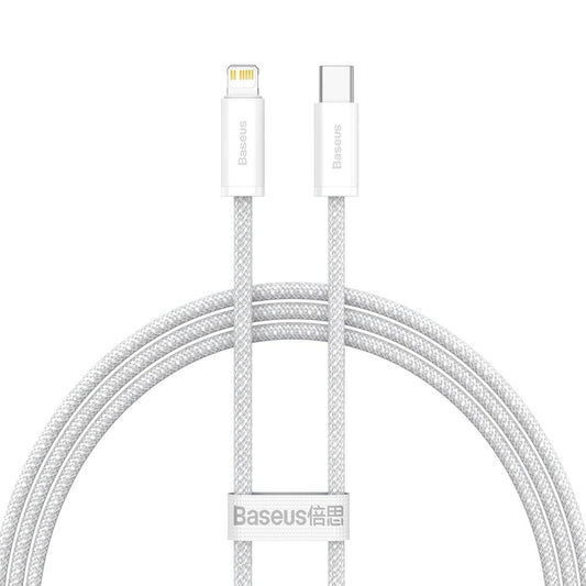 Kabel USB-C - Lightning Baseus Dynamic Fast Charging do szybkiego ładowania i transmisji danych, 20 W, 1 m, biały CALD000002