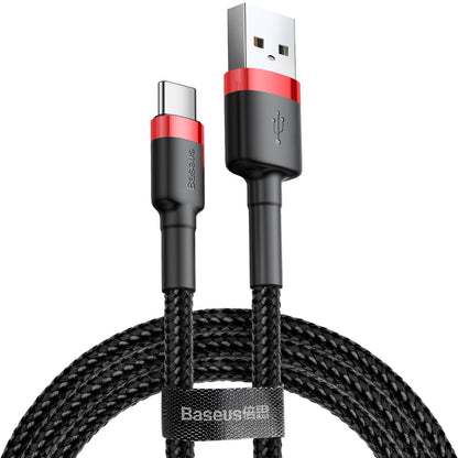 Kabel do transmisji danych i ładowania USB-A - USB-C Baseus Cafule, 60 W, 0,5 m, czerwony CATKLF-A91