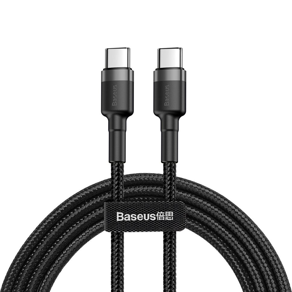 Kabel USB-C do ładowania i transmisji danych - USB-C Baseus Cafule, 60 W, 1 m, czarny CATKLF-GG1 CATKLF-GG1