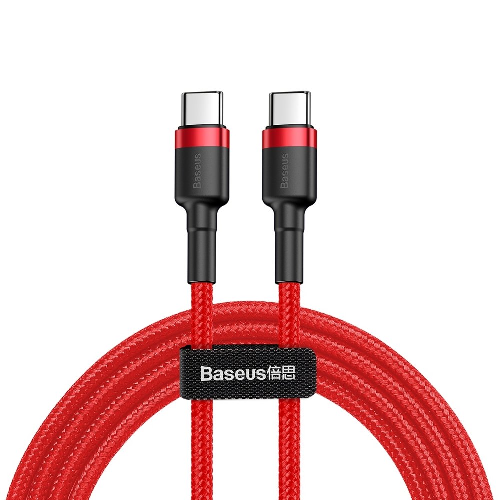 Kabel USB-C do ładowania i transmisji danych - USB-C Baseus Cafule, 60 W, 2 m, czerwony CATKLF-H09