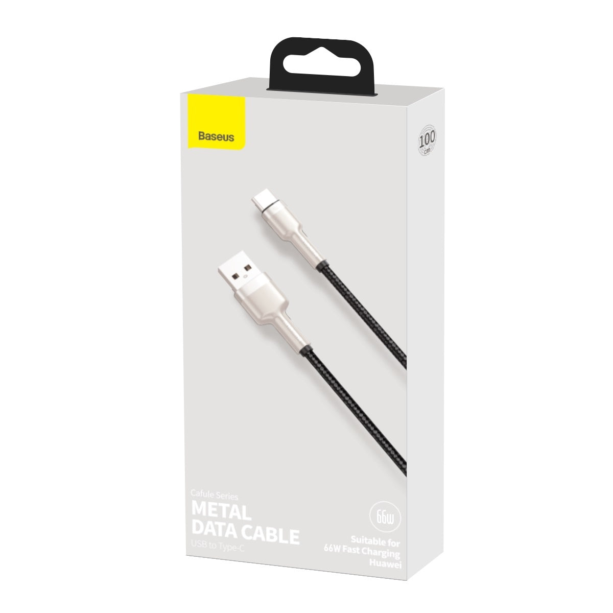 Kabel do transmisji danych i ładowania USB-A - USB-C Baseus Cafule Metal Series, 66W, 1m, czarny CAKF000101 CAKF000101