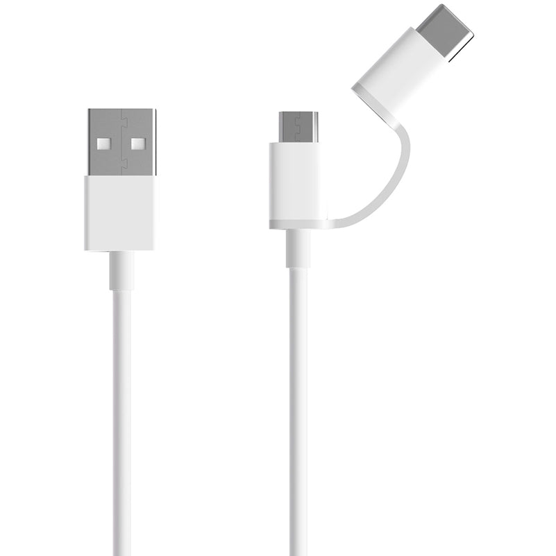 Kabel do ładowania i transmisji danych USB-A - microUSB / USB-C Xiaomi Mi 2w1, 18 W, 1 m, biały SJV4082TY 