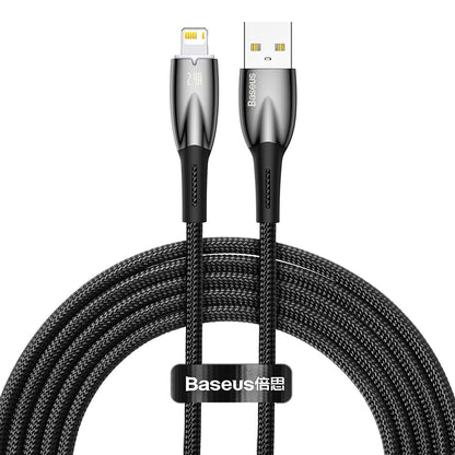 Kabel Baseus Glimmer Series USB-A - Lightning do ładowania i transmisji danych, 20 W, 2 m, czarny 