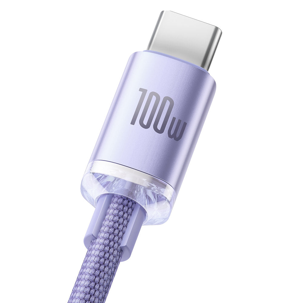 Kabel do danych i ładowania USB-A - USB-C Baseus Crystal Shine Series, 100W, 2m, Fioletowy CAJY000505