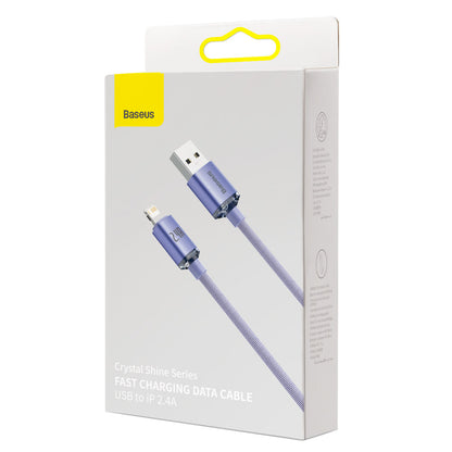 Kabel Baseus Crystal Shine Series USB-A - Lightning do ładowania i transmisji danych, 18 W, 1,2 m, fioletowy CAJYY000005 