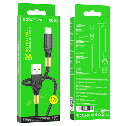 Kabel do ładowania i transmisji danych USB-A - USB-C Borofone BX92 Advantage BX92, 18W, 1m, czarny 