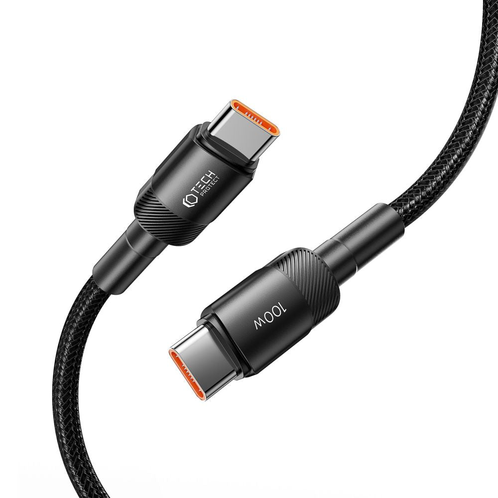 Kabel USB-C do ładowania i transmisji danych - USB-C Tech-Protect Ultraboost EVO, 100 W, 0,5 m, czarny 