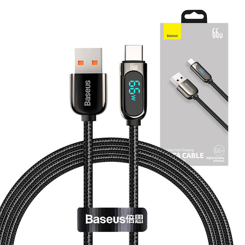 Kabel do transmisji danych i ładowania USB-A - USB-C Baseus Display Fast Charging, 66 W, 1 m, czarny CASX020001 CASX020001 