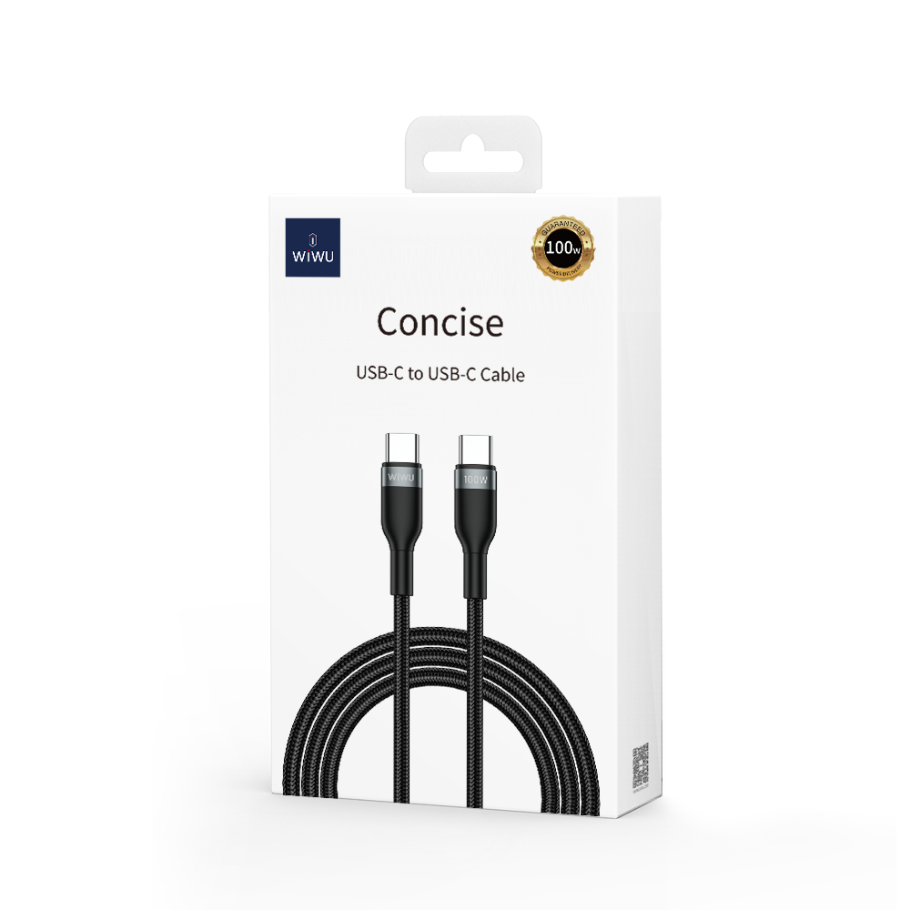 Kabel USB-C do ładowania i transmisji danych - USB-C WiWu Wi-C017, 100 W, 1,2 m, czarny 