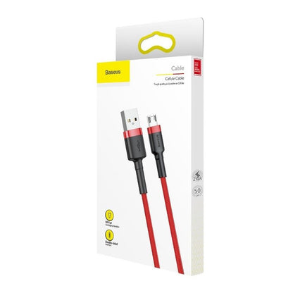 Kabel do transmisji danych i ładowania USB-A - microUSB Baseus Cafule, 18 W, 1 m, czerwony CAMKLF-B09