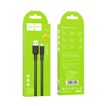 Kabel do ładowania i transmisji danych HOCO X69 USB-A - microUSB, 18 W, 1 m, czarny 