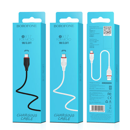 Kabel do ładowania i transmisji danych USB-A - microUSB Borofone Enjoy BX17, 18W, 1m, biały 