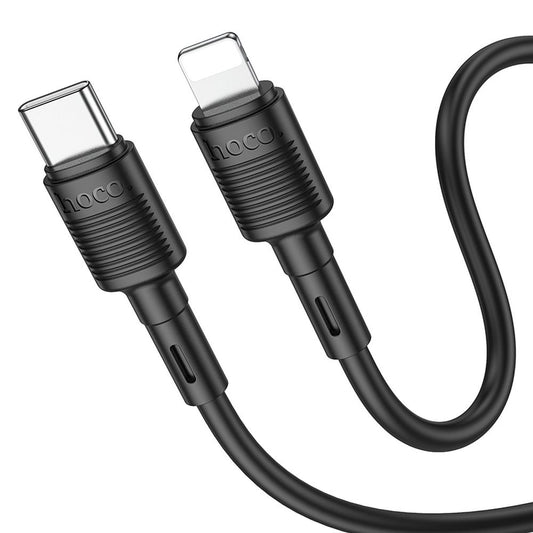 Kabel do ładowania i transmisji danych HOCO X83 Victory USB-C - Lightning, 20 W, 1 m, czarny 