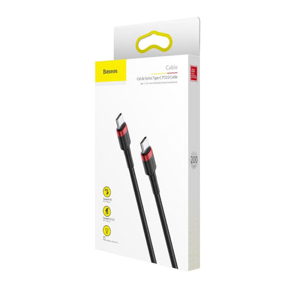 Kabel USB-C do ładowania i transmisji danych - USB-C Baseus Cafule, 60 W, 2 m, czerwony CATKLF-H91 