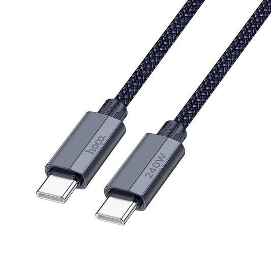 Kabel USB-C do ładowania i transmisji danych - USB-C HOCO U134, 240 W, 1,8 m, szary, USB-C 