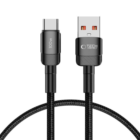 Kabel USB-A do USB-C Tech-Protect Ultraboost EVO do ładowania i transmisji danych, 100 W, 0,25 m, czarny 