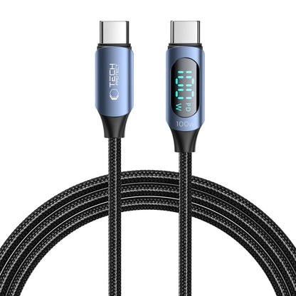 Kabel USB-C do ładowania i transmisji danych - USB-C Tech-Protect Ultraboost LED, 100 W, 2 m, niebieski 