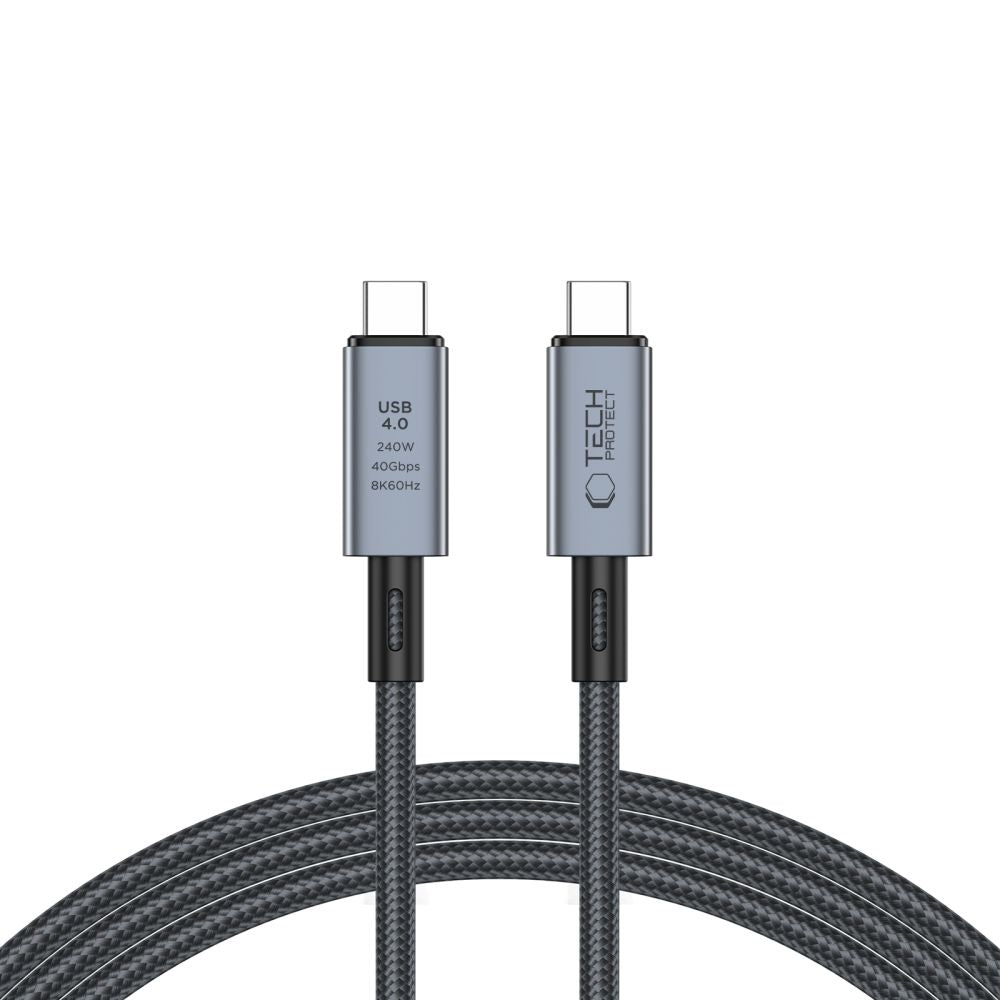 Kabel USB-C do ładowania i transmisji danych - USB-C Tech-Protect Ultraboost Max, 240 W, 2 m, szary 