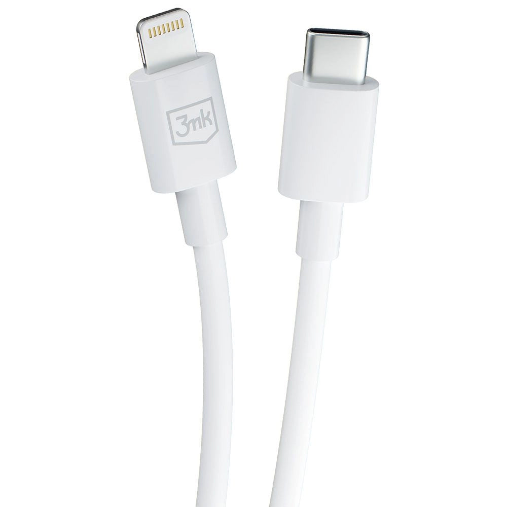 Kabel do ładowania i transmisji danych USB-C - Lightning 3MK Hyper, 20 W, 1,2 m, biały 