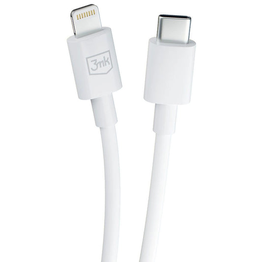 Kabel do danych i ładowania USB-C - Lightning 3MK Hyper, 20W, 1,2m, biały