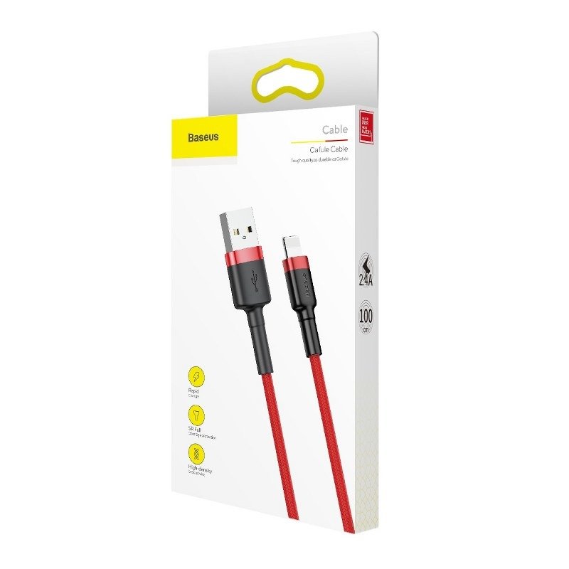 Kabel do danych i ładowania USB-A - Lightning Baseus Cafule, 18W, 1m, czerwony CALKLF-B09