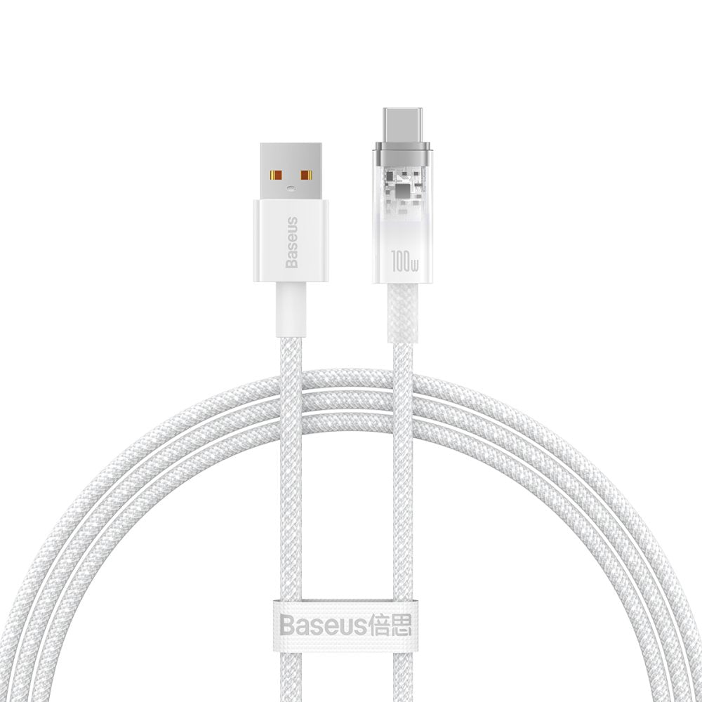 Kabel do danych i ładowania USB-A - USB-C Baseus Explorer, 100W, 1m, biały CATS010402