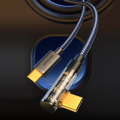 Kabel do danych i ładowania USB-C - USB-C Joyroom S-CC100A6 Angled, 100W, 1.2m, Czarny