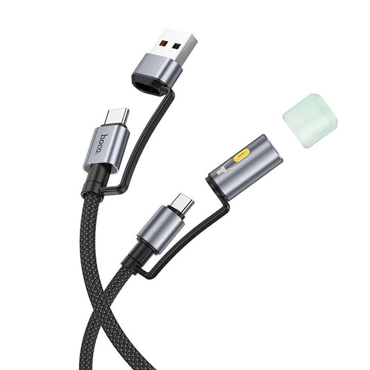 Kabel do danych i ładowania USB-C / USB-A - USB-C / Led HOCO U138, 60W, 1.2m, Czarny