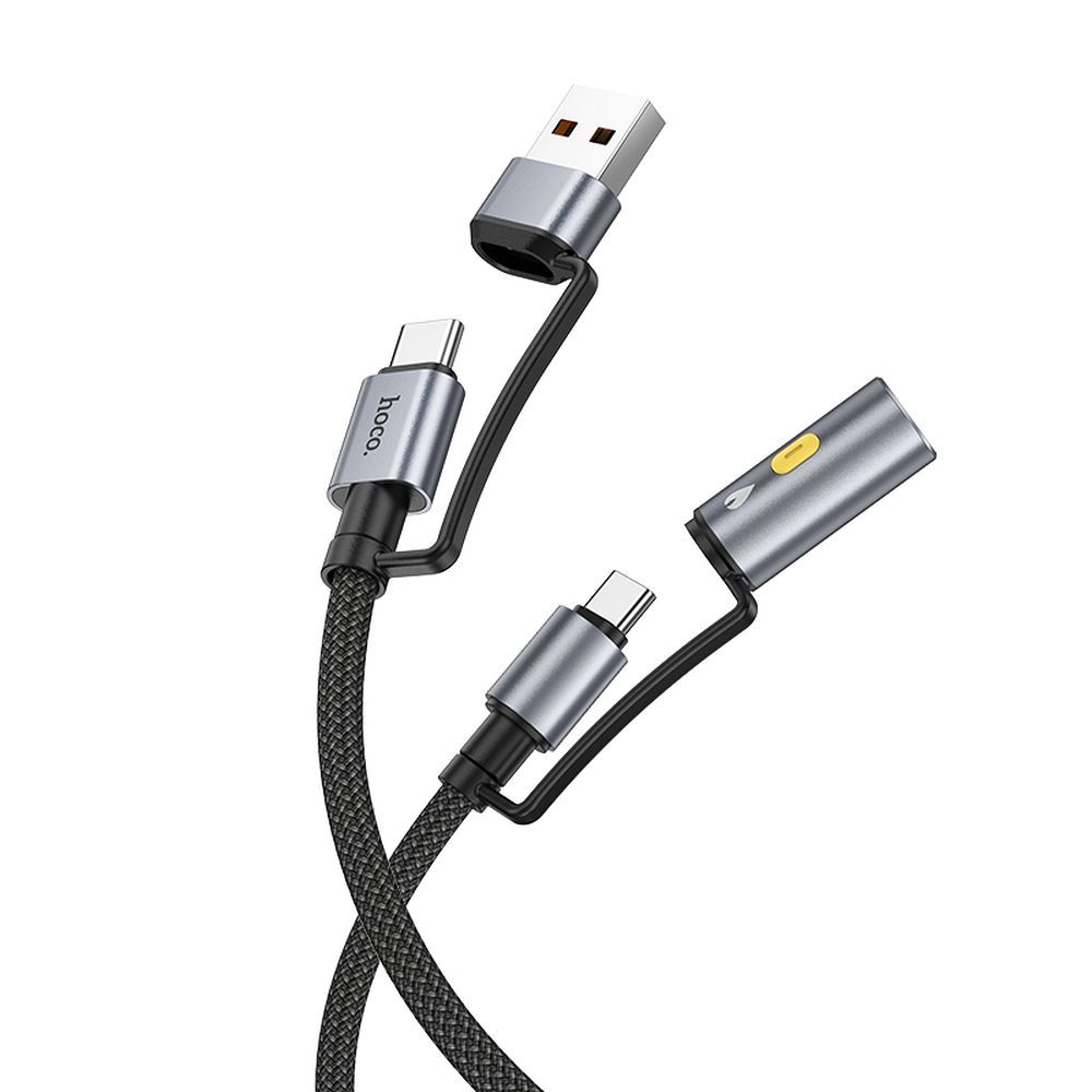 Kabel do danych i ładowania USB-C / USB-A - USB-C / Elektryczny zapalniczka HOCO U138, 60W, 1.2m, Czarny