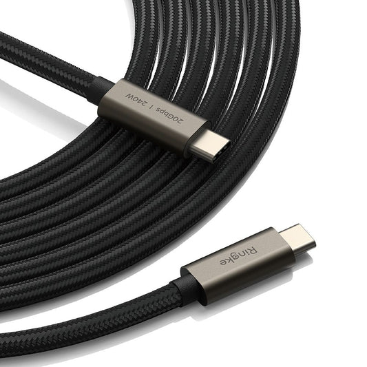 Kabel USB-C do USB-C Ringke 2X2, 240W, 1m, Czarny