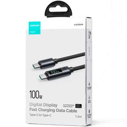 Kabel do danych i ładowania USB-C - USB-C Joyroom S-A16 Prism Display, 100W, 1.2m, Czarny