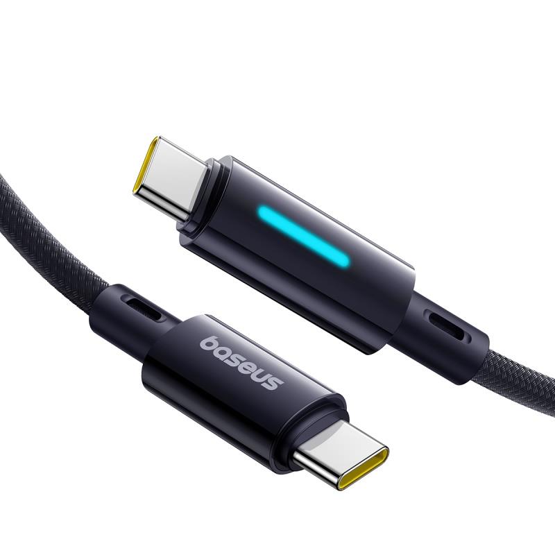Kabel do danych i ładowania USB-C - USB-C Baseus Lit Button Control, 100W, 2m, Czarny P10379000121-01