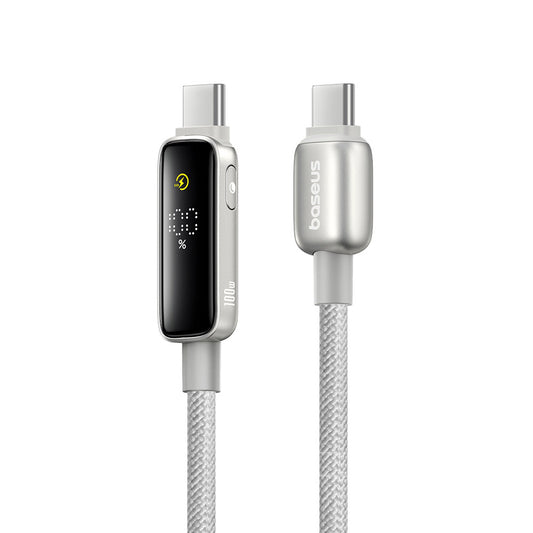 Kabel do danych i ładowania USB-C - USB-C Baseus Vipow Display, 100W, 1m, Szary P10381802851-00