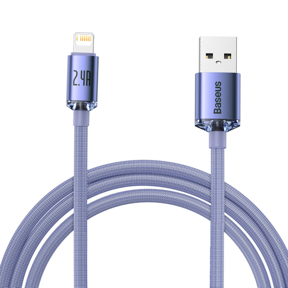 Kabel do danych i ładowania USB-A - Lightning Baseus Crystal Shine Series, 18W, 2m, Fioletowy CAJY000105