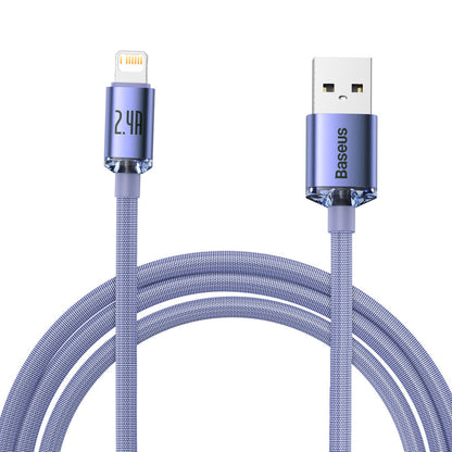 Kabel do danych i ładowania USB-A - Lightning Baseus Crystal Shine Series, 18W, 2m, Fioletowy CAJY000105
