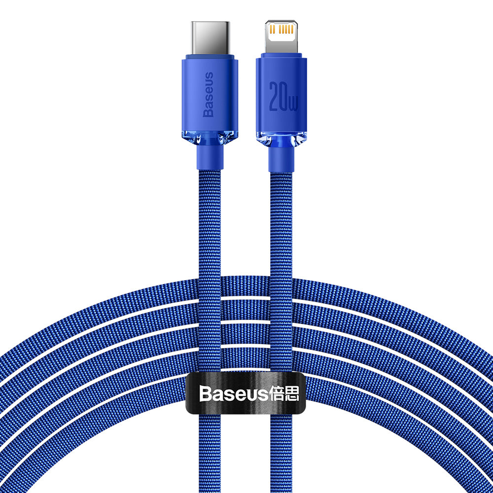 Kabel do danych i ładowania USB-C - Lightning Baseus Crystal Shine Series, 20W, 1.2m, Niebieski CAJY000203