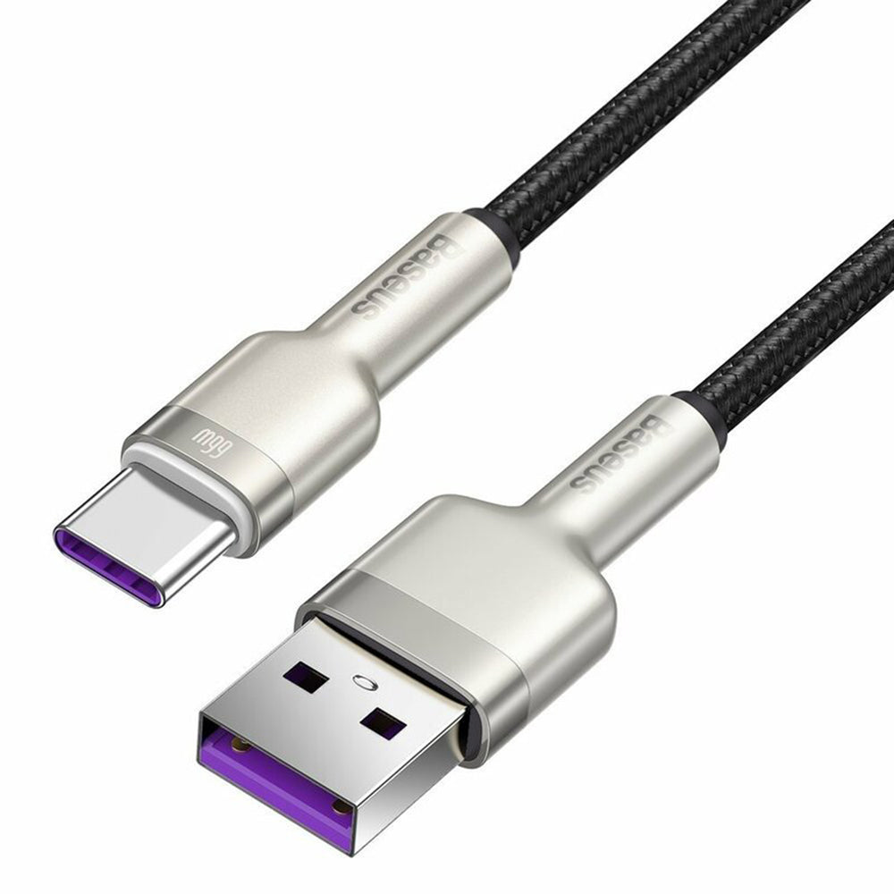 Kabel do danych i ładowania USB-A - USB-C Baseus Cafule Metal Series, 66W, 2m, Czarny CAKF000201