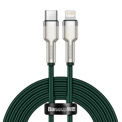 Kabel do danych i ładowania USB-C - Lightning Baseus Cafule Metal Series, 20W, 2m, Zielony CATLJK-B06
