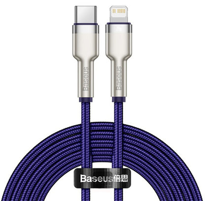 Kabel do danych i ładowania USB-C - Lightning Baseus Cafule Metal Series, 20W, 2m, Fioletowy CATLJK-B05