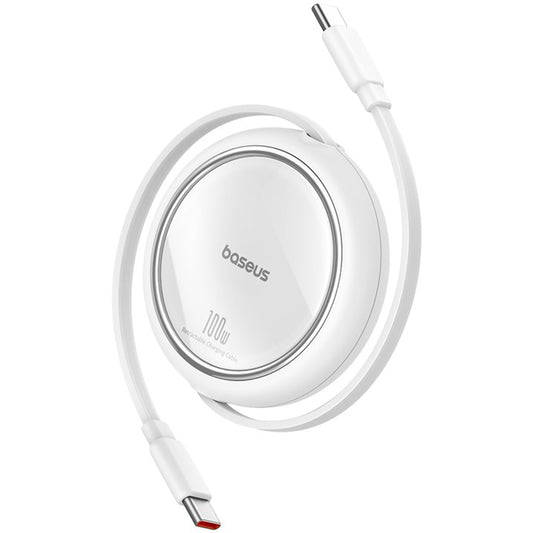 Kabel do danych i ładowania USB-C - USB-C Baseus Free2Draw Mini Retractable, 100W, 1m, Biały P10364500211-00