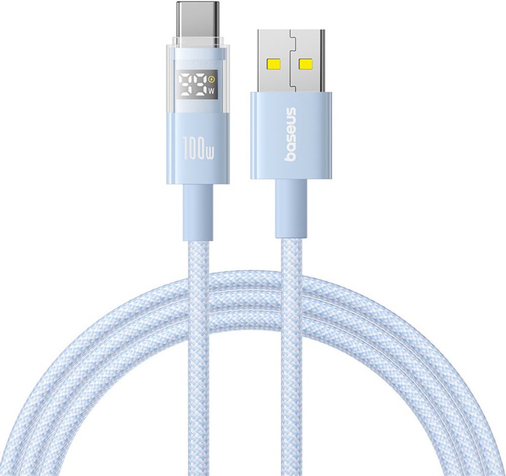 Kabel do danych i ładowania USB-A - USB-C Baseus Display 2, 100W, 2m, Niebieski P10382701311-01