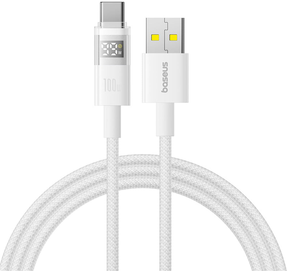 Kabel do danych i ładowania USB-A - USB-C Baseus Display 2, 100W, 1m, Biały P10382701211-00