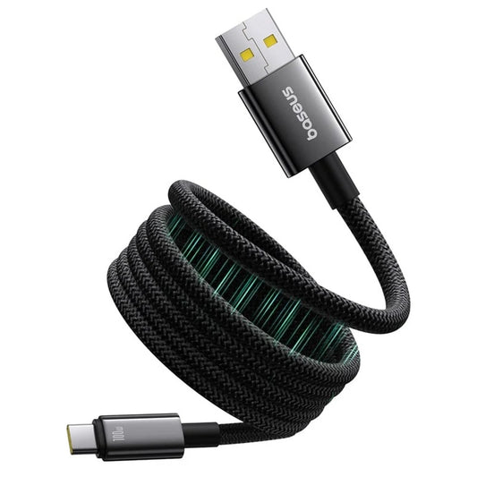 Kabel do danych i ładowania USB-A - USB-C Baseus Tungsten Gold, 100W, 1m, Czarny P10319805111-02